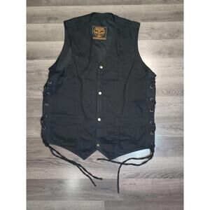Milwaukee Performance Vest Mens XL Black Denim Sleeveless Biker Motorcycle